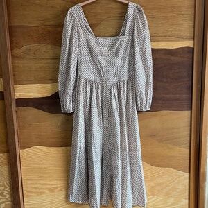 NWT Christy Dawn Zella dress L geo ditsy cream
